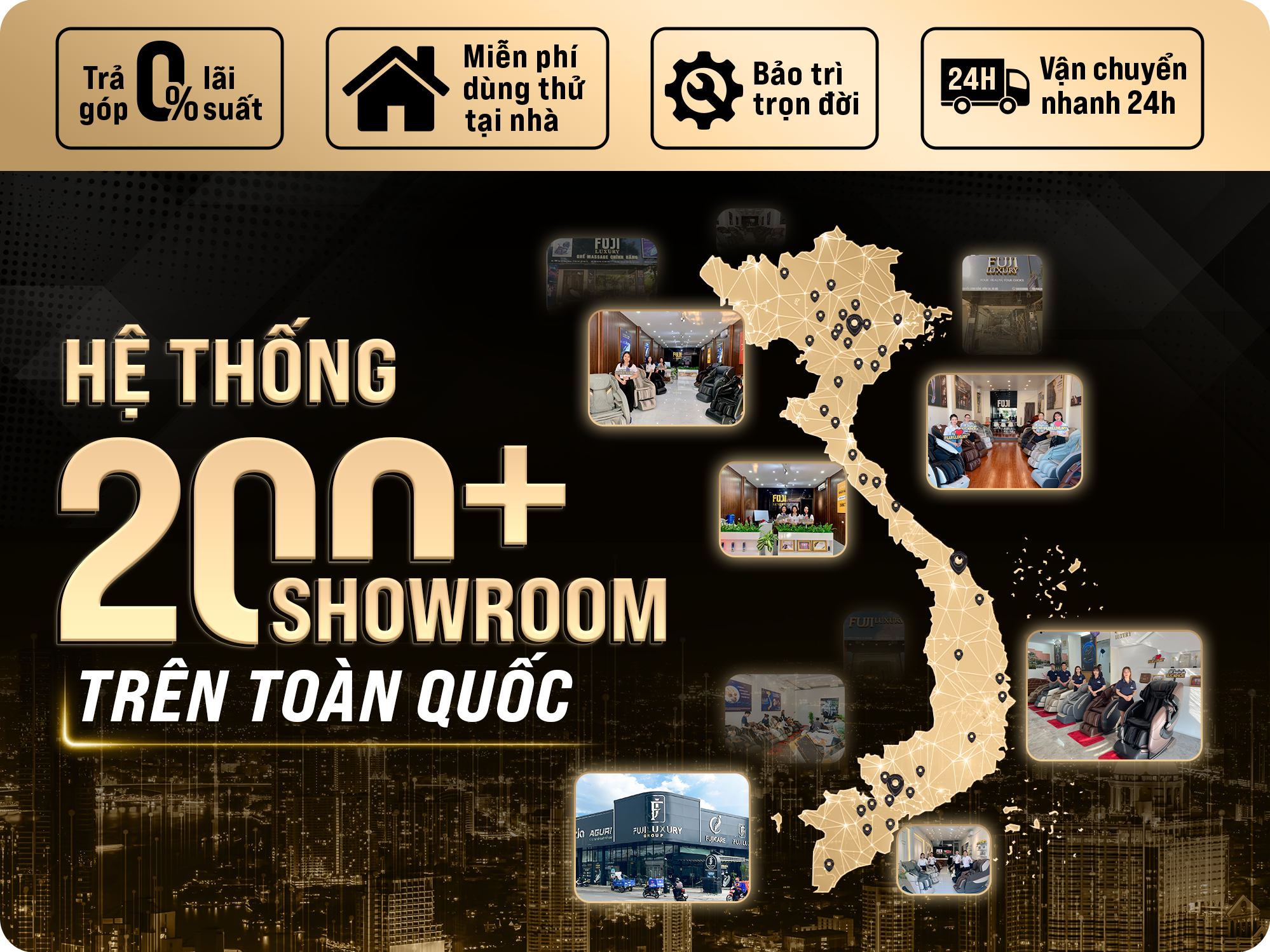 Hệ thống showroom ghế massage Fuji Luxury trải dài toàn quốc