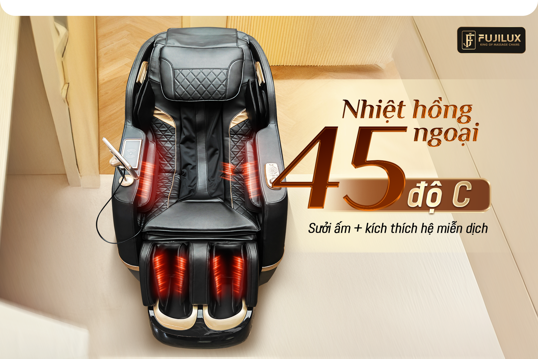 Trị liệu chườm nóng lưng eo với nhiệt hồng ngoại 45*C